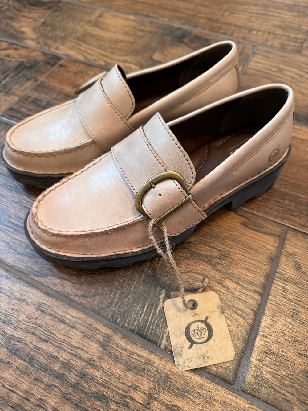 Born Contessa Women's Natural / Tan Leather Buckle Loafers